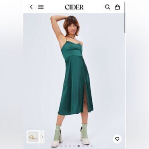✨NWT ✨Cider Hunter Green Bustier Top Spaghetti Strap Midi Dress Size XL